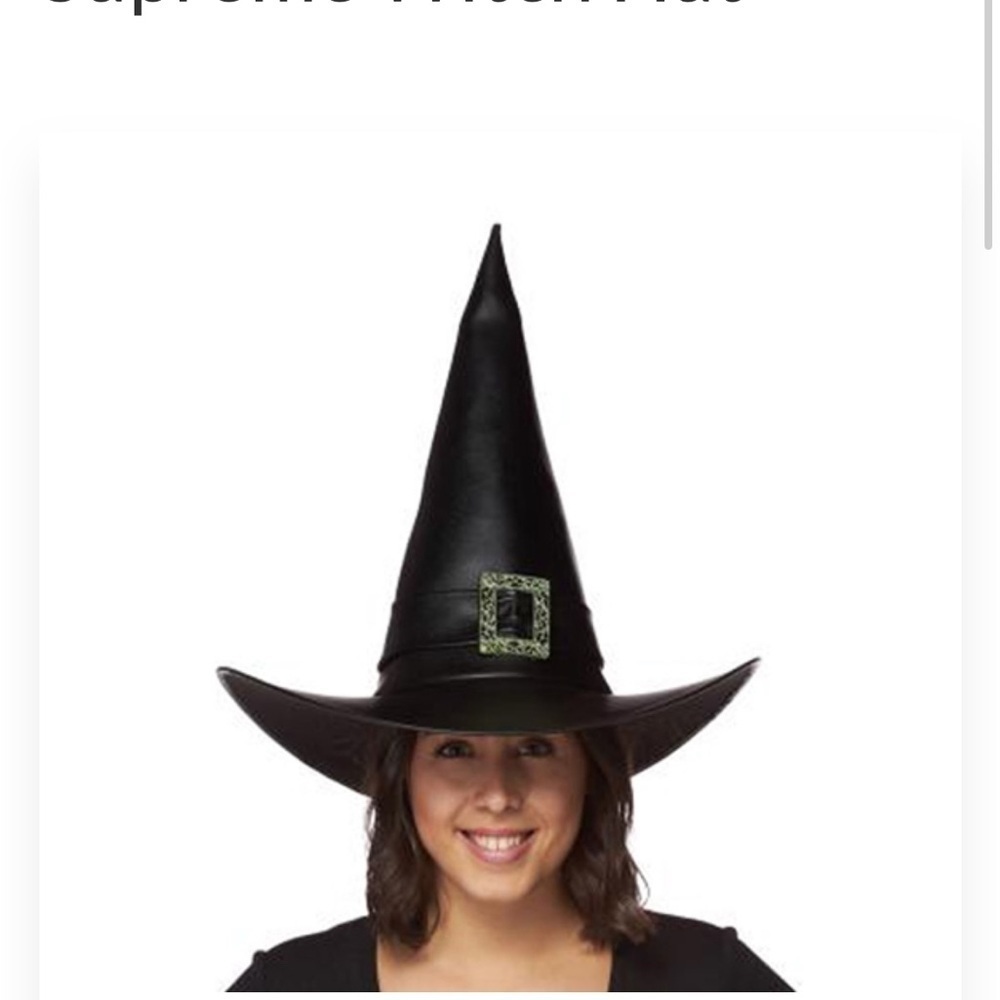NEW Black Witch Hat with Gold Buckle - Faux Leather Costume
